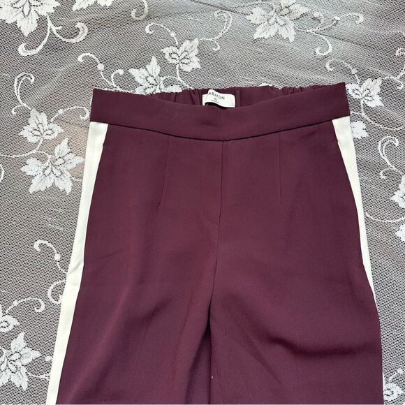 Aritzia Babaton Conan Terado Pant in Plum  with white stripe Sz 00 - Picture 2 of 12